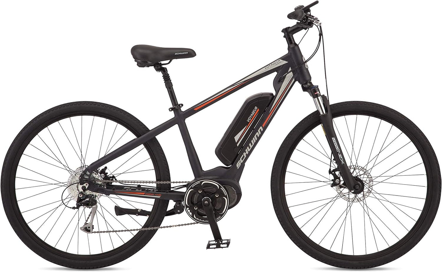 Voyageur Electric Bike, Mid-Drive, Large Step-Through Frame, Dark Blue