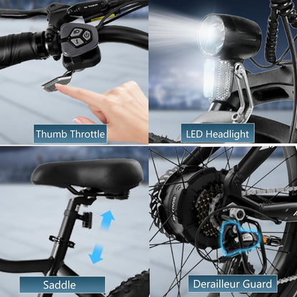 Electric Bike, 750W Bafang Motor 28MPH Ebikes for Adult, 26" Fat Tire Electric Bicycle with Removable 48V 15Ah LG Battery & Fast Charger, Shimano