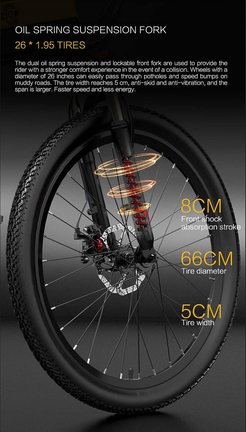 Electric Bike X500Pro for Adults, Foldable 26" X 1.95 Rubber Tire Electric Bicycle, 500W Motor 48V 10.4Ah Removable Battery, 20MPH Electric Mountain