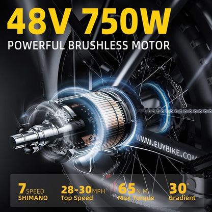 F7 Electric Bike for Adults,750W(Peak1000) Motor, 48V 16Ah Battery, 30Mph Folding Ebike, Step-Thru Frame, 20" Fat Tires,Perfect for Commuting,
