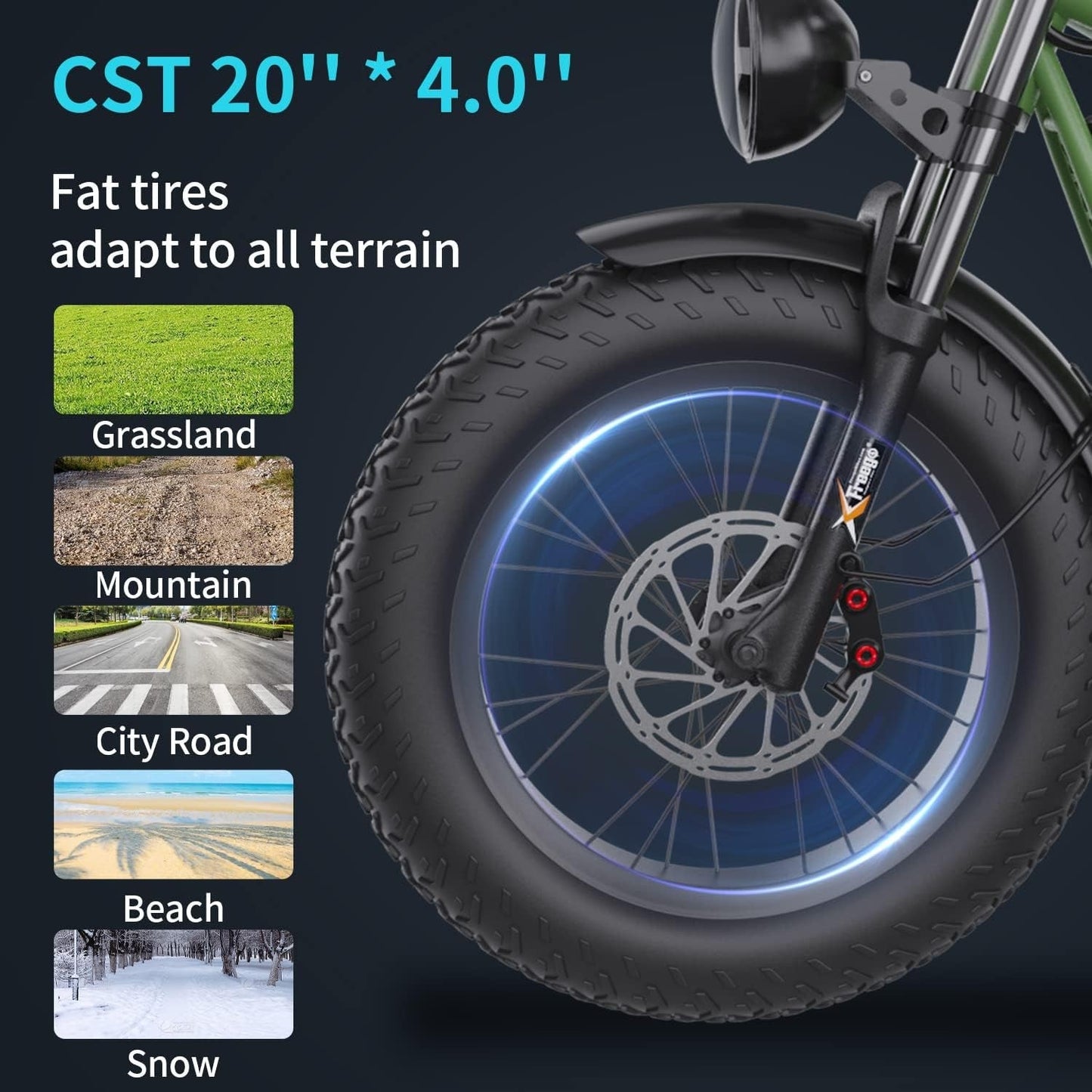 Electric Bike for Adults, Dual Motor & Dual Battery, 2000W/48V/40Ah/55Ah, 20"X4.0" Fat Tires off Road Electric Bicycle with Removable Battery,