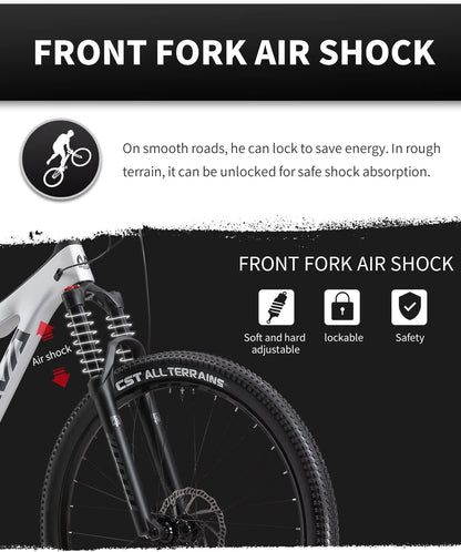Carbon Fiber Mountain Bike Dual Suspension Bicycle, 17''/19'' Carbon Frame 27.5''/29'' Wheel Adult Mountain Bicycle with M6100 12 Speed Soft Tail All