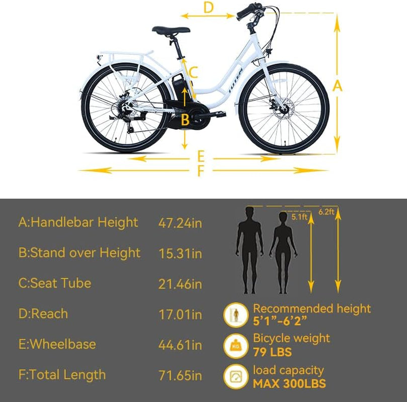 Powered by Panasonic Electric Bike for Adults 26'', Urban Electric Bicycle with 250W Removable Panasonic 25.2V 16Ah Lithium Battery, City Electric