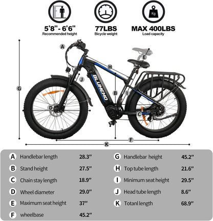Electric Bike for Adults,Electric Bicycle 750W BAFABG Motor,Removable 48V 17.5Ah Battery 26" Fat Tires,32Mph Speed,7-Speed,Hydraulic Brake