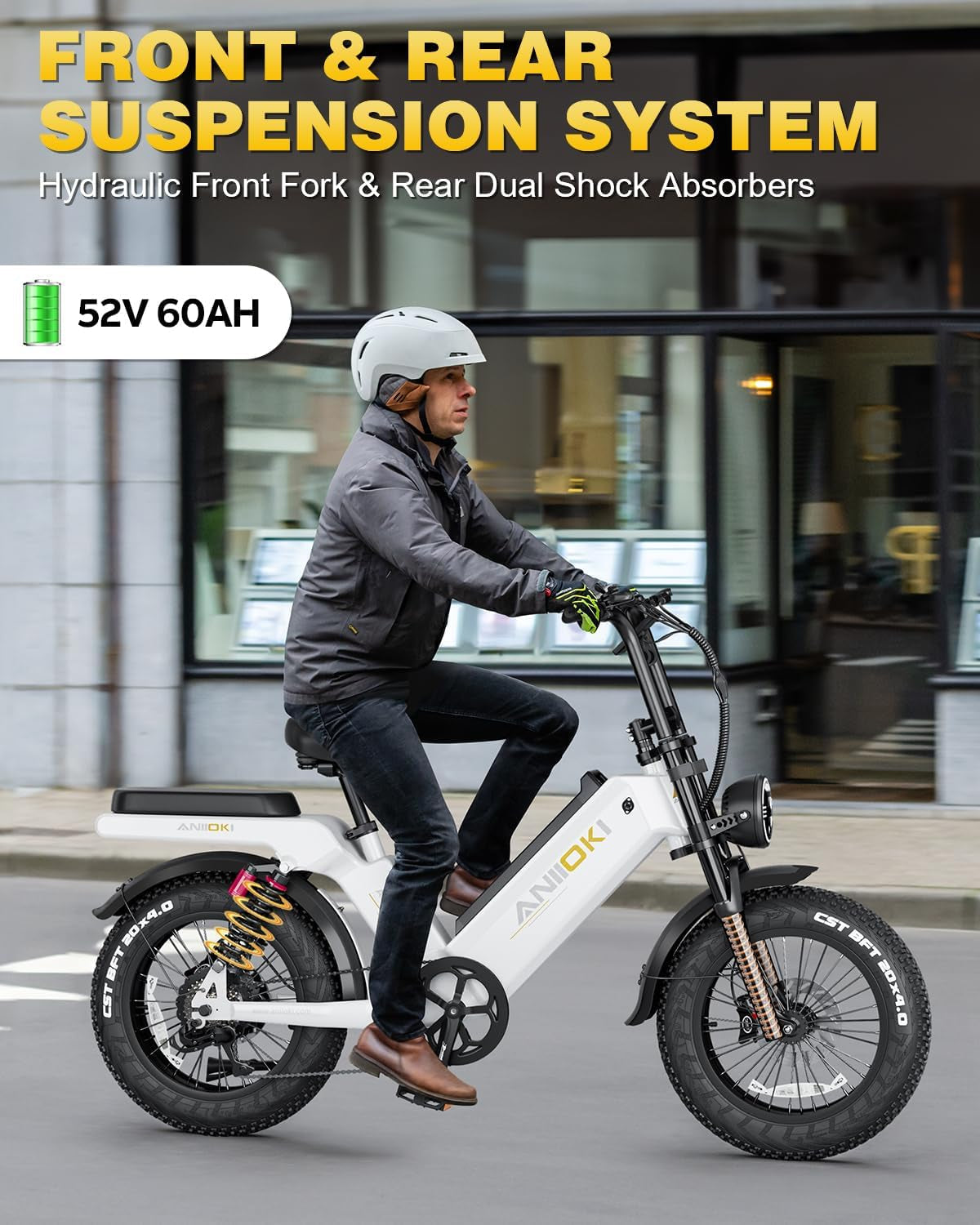 Ebike,Aq177 PRO MAX Electric Bike,52V 60Ah Electric Commuting Bike,200Miles Long Range, Peak 1200W Power Ebike, Electric Bicycle for Adults