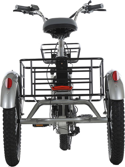 Adult Electric Tricycle 20-Inch Hub Electric Bicycle, 17.5AH Detachable Lithium Battery, 500W 48V Super High Power, Home, Travel, Off-Road, Fast