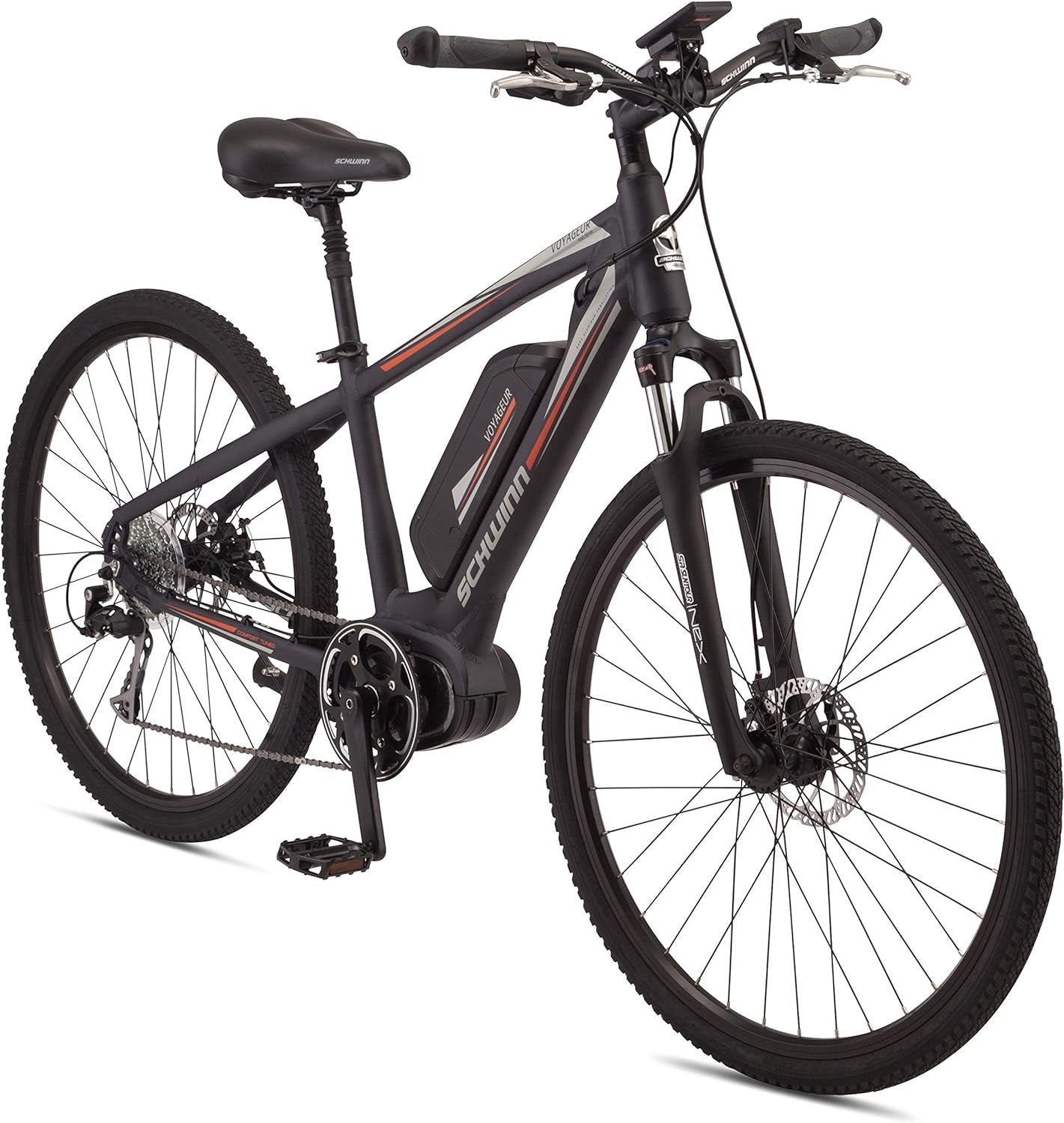 Voyageur Electric Bike, Mid-Drive, Large Step-Through Frame, Dark Blue