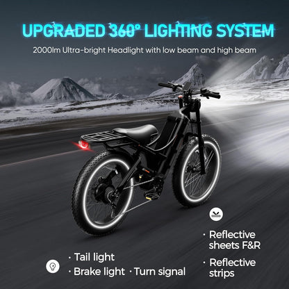 Romeo/Romeo Pro [Upgraded] Electric Bike for Adults 60Ah 100-200Miles Long Range Ebikes 26" Fat Tire Electric Mountain Bike Full Suspension Ebike Dual