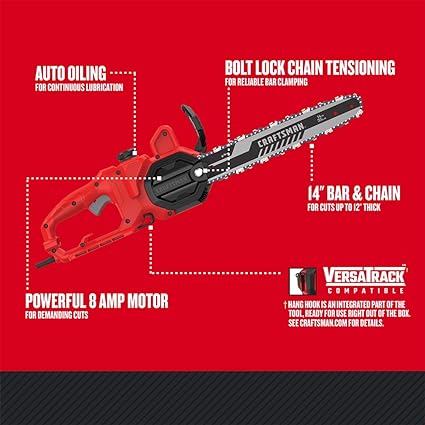 CRAFTSMAN Chainsaw, 14 Inch, 8 Amp, Corded (CMECS614)