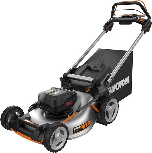 Worx 40V Cordless Self-Propelled Lawn Mower, Powerful Battery Lawn Mower with Brushless Motor, 3-in-1 Cordless Lawn Mower WG753 Power Share - 2 Batteries and Charger Included