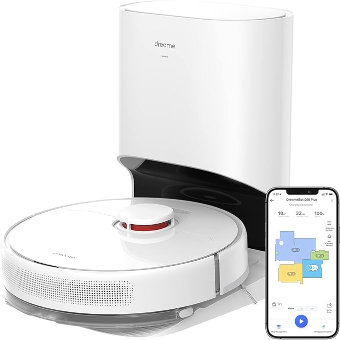 Dreametech D10 Plus Robot Vacuum and Mop with Self-Emptying Base for 45 Days of Cleaning, Robotic Vacuum