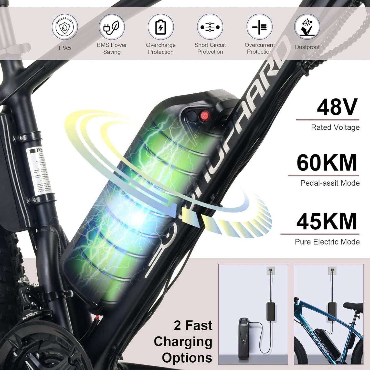 Electric Bike for Adults, 26" X 4" Fat Tire Ebike, 500W (Peak 750W) Mountain Electric Bicycles 20 MPH, 40 Miles 48V Li-Ion Battery, 21 Speed, Air