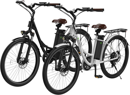 Electric Bike U2, 26" Electric Cruiser Bike 500W Ebike, 20MPH & 55 Miles Electric Bicycle for Adults, Professional 7 Speed and Dual Shock Absorber