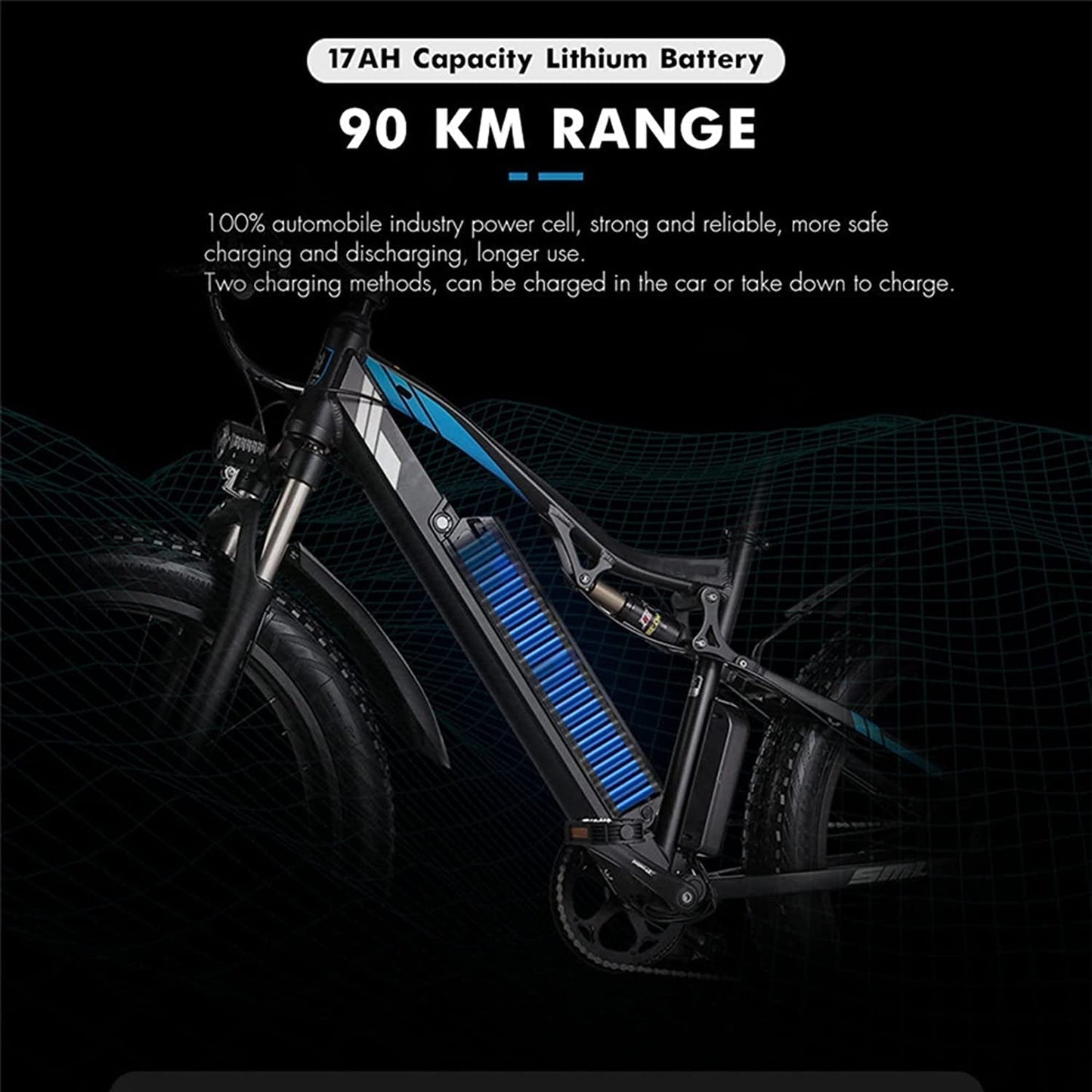 Electric Bike, Adults Electric Bicycle 20" X 4.0" Fat Tire E-Bike 1000W 48V 17Ah Removable Battery 7 Speed Gears Ebike Mountain Snow Beach City