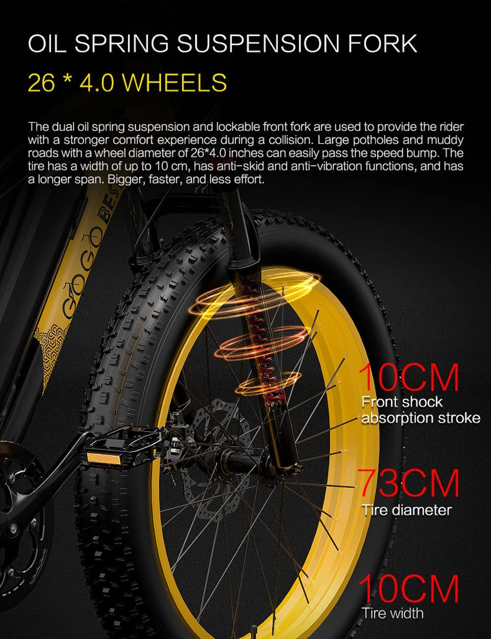 26" Fat Tire Electric Bike GF700,1000W Dual Motor 48V 17.5AH Electric Mountain Bike 31 MPH Dirt Ebike for Adults Shimano 7-Speed 3 Riding Modes