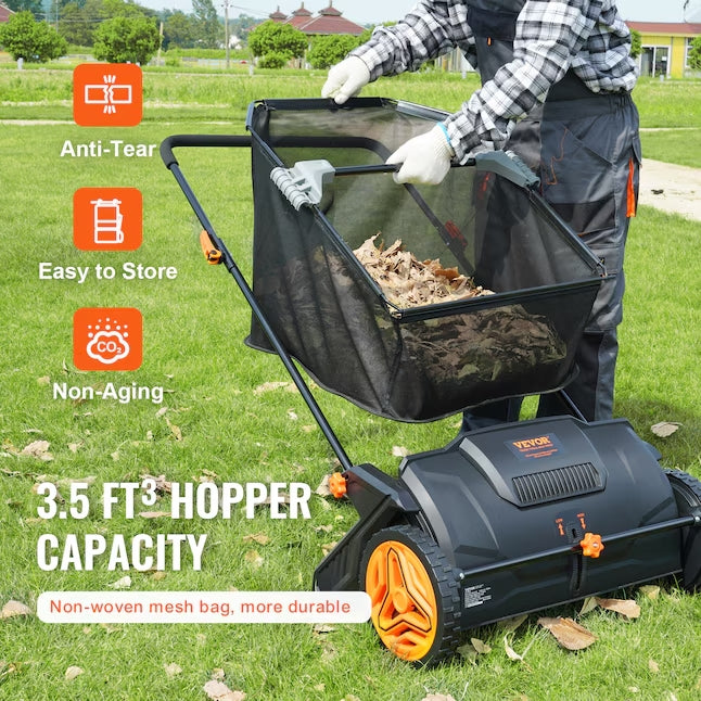 VEVOR Push Lawn Sweeper 21-inch Leaf & Grass Collector