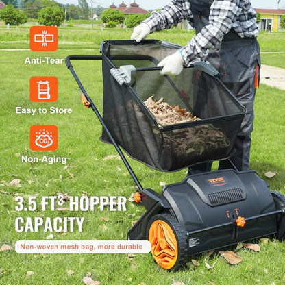 VEVOR Push Lawn Sweeper 21-inch Leaf & Grass Collector
