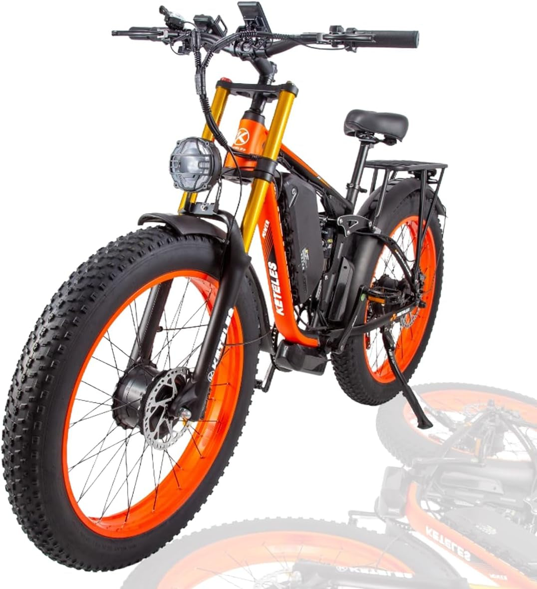 KETELES K800 Pro 2000W Dual Motor Electric Bike 48V 23AH Battery Front and Rear Shock Absorbers 7-Speed, Hydraulic Disc Brake, 26"X4.0" Inch Fat Tires
