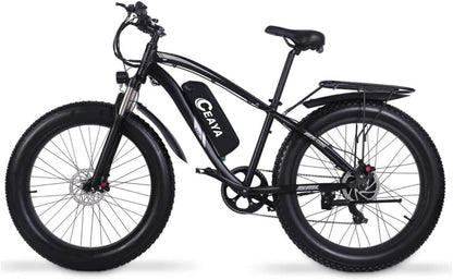 Electric Bike Adults, 26'' 1000W 48V 17Ah Ebike,Fat Tire Electric Bicycle, 7-Speed,Up to 40 Miles,Snow Beach Mountain E Bike