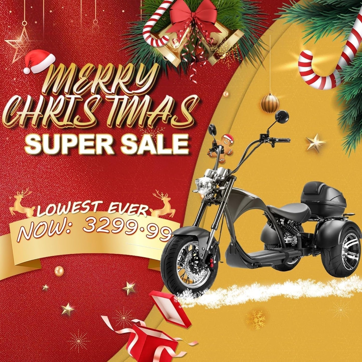 M1P Electric Trike for Adults, 2000W Brushless Motor 26MPH Electric Tricycle,60V 30AH Fast Charge Battery,F&R Disk Brake, Hydraulics Suspension,3