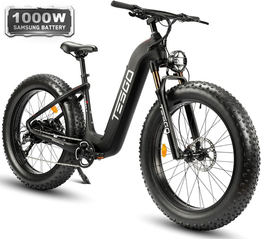 Electric Bike for Adults-20Ah Samsung Removable Battery 1000W Ebike 95NM Fat Tire Ebike 4.8“ Carbon Fiber Electric Mountain Bike with Oil Forks,The