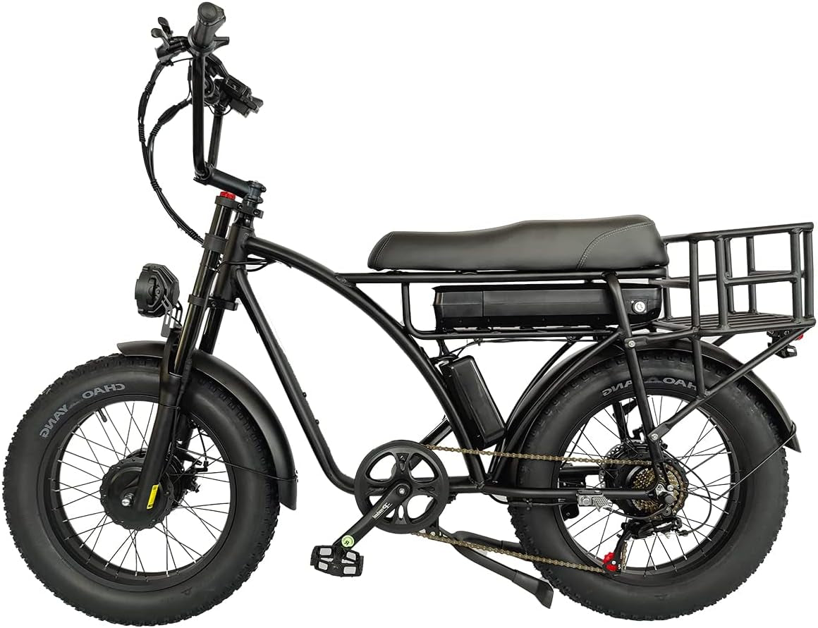 US Spot Smlro E5 plus Electric Retro Cargo Bike 2000W Dual Motor Motorcycle Ebike 48V 18Ah Ebike 20" Fat Tire 7 Speed E Bike MTB Mountain City Road