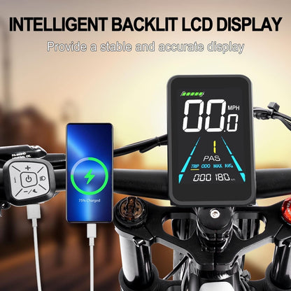 35MPH Electric Bike for Adults, 1000W BAFANG Motor(Peak 1600W) 27AH Dual Battery 26”Fat Tire Mountain E-Bikes Full Suspension Long Range Ebike