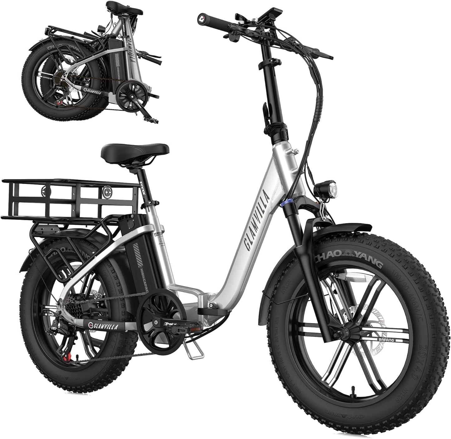 Gazelle Foldable Electric Bike for Adults,20"*4.0 Fat Tire Ebike with 750W Bafang Motor & 48V 15AH Samsung Removable Battery,Range 45 Miles Step-Thru