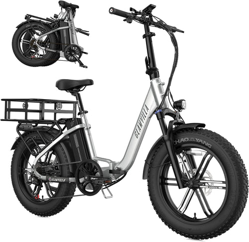 Gazelle Foldable Electric Bike for Adults,20"*4.0 Fat Tire Ebike with 750W Bafang Motor & 48V 15AH Samsung Removable Battery,Range 45 Miles Step-Thru