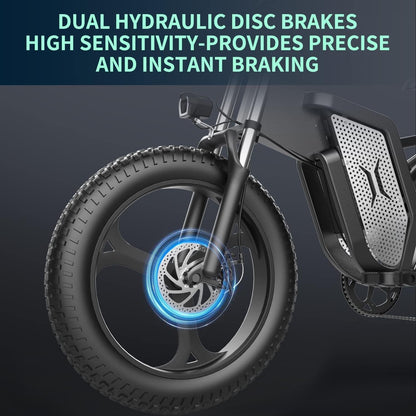 X20 Electric Bicycle for Adults,20" X 4.0 Fat Tire Electric Mountain Bike,2000W Motor,48V 25/30/35AH Removable Battery,7-Speed Gear, Dual Hydraulic