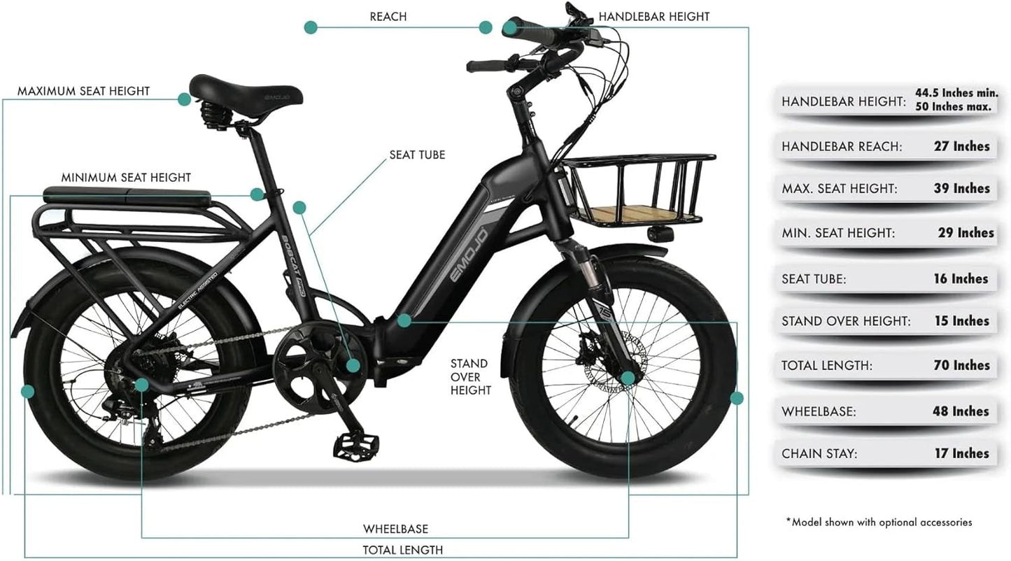 Bike Bobcat Foldable Electric Bicycle, 500W 48V Step-Thru Ebike with 7-Speed Gearing