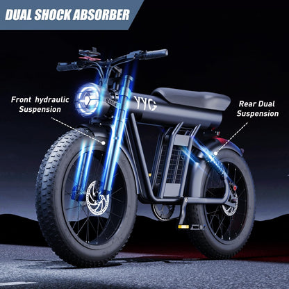 Cool Electric Bike for Adults, 1200W Fat Tire Ebike, up to 32.5MPH Electric Bicycle 48V/20Ah Removable Battery, 20 Inch E Bike Adult Electric