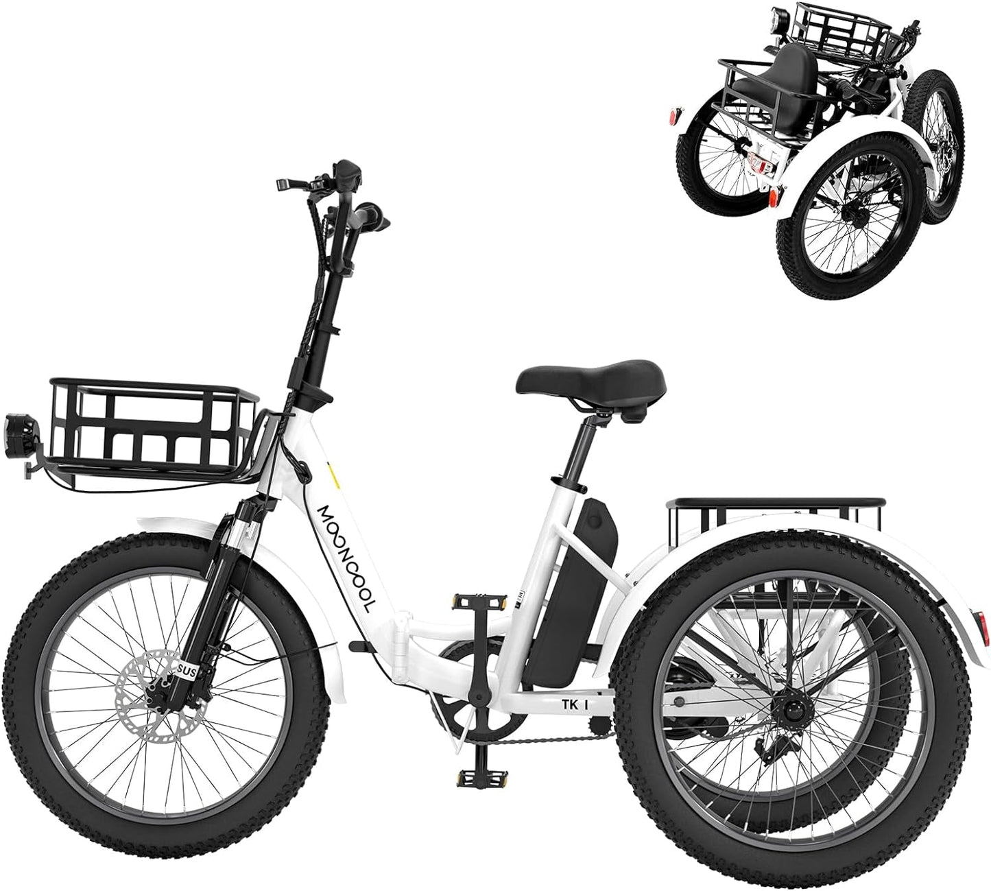 Electric Trike, 7 Speeds Electric Tricycle for Adult, 350W 36V 3 Wheel Electric Bikes, Motorized Tricycle Adult Electric Three Wheels Bicycle for