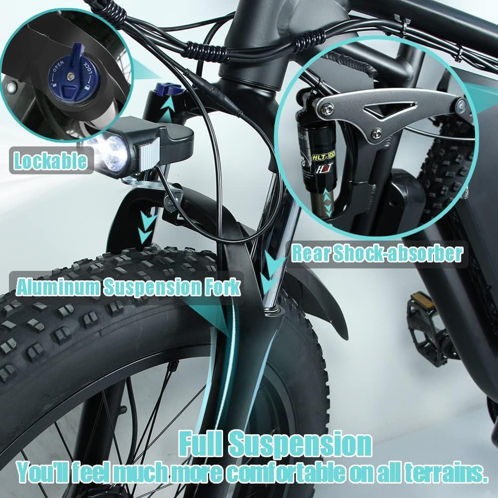 SMLRO V3 Adults Electric Bike, 2000W Dual Motor 48V 22Ah AWD Ebike, 82NM Torque 35MPH Electric Bicycles Shimano 7 Speed with 26" MTB for Trail Riding