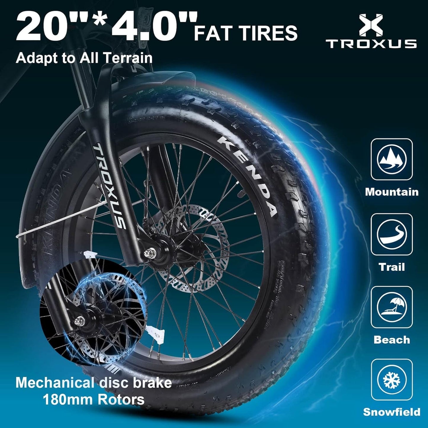 Electric Bike for Adults, Fat Tire Mountain E-Bike with 750W Powerful Rear Hub Motor and Disc Brakes, Extra Long Range E-Bicycle