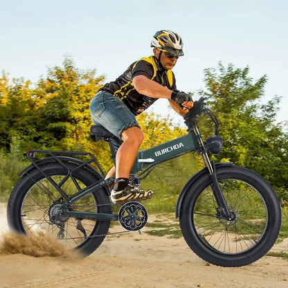 1000W Electric Bike Ebike for Adult 48V 20AH Removable Battery 26"X4"Fat Tire up to 30MPH &75 Miles Long Range off Road Beach Mountain Electric