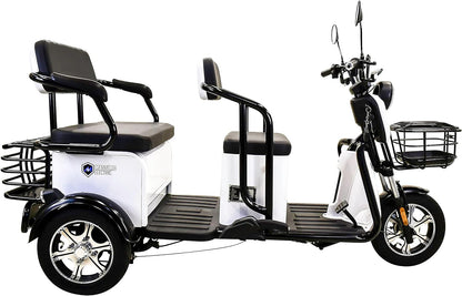 Tricycle, E-Trike 3 Wheels Electric Bike, MGC 800W Hub Motor 17 Mph Front and Back Backseat, 3 Passengers with Front and Back Storage (Green)
