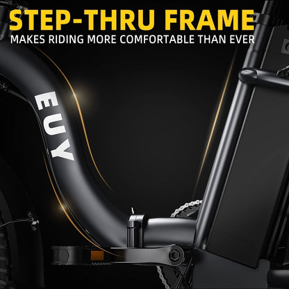 F7 Electric Bike for Adults,750W(Peak1000) Motor, 48V 16Ah Battery, 30Mph Folding Ebike, Step-Thru Frame, 20" Fat Tires,Perfect for Commuting,