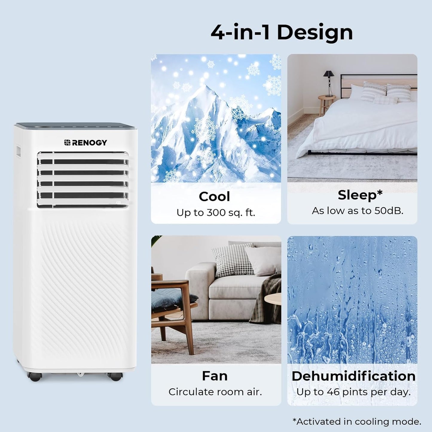 Renogy 8,000 BTU Portable Air Conditioners, WiFi Enabled, Remote Control, Cooling