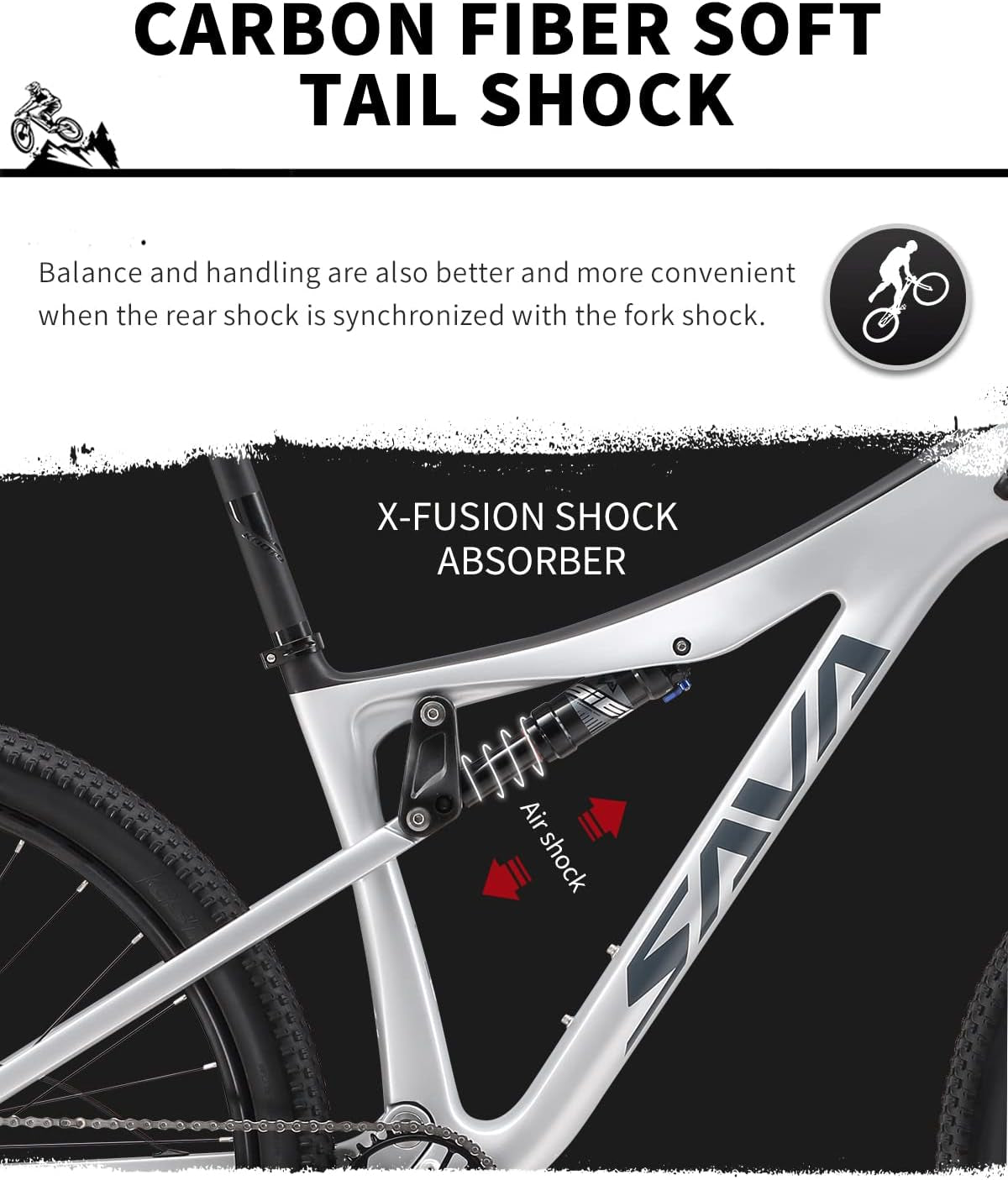 Carbon Fiber Mountain Bike Dual Suspension Bicycle, 17''/19'' Carbon Frame 27.5''/29'' Wheel Adult Mountain Bicycle with M6100 12 Speed Soft Tail All