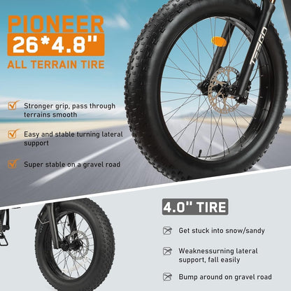 Electric Bike for Adults-20Ah Samsung Removable Battery 1000W Ebike 95NM Fat Tire Ebike 4.8“ Carbon Fiber Electric Mountain Bike with Oil Forks,The