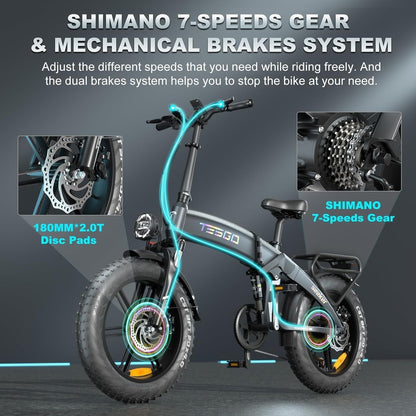 1000W Folding Electric Bicycle, 20 * 4.0" E-Bike Bicycle with 48V 17.4Ah/16.8Ah LG Battery, Unique Frame, All-Terrain Fat Tire Dual Suspension