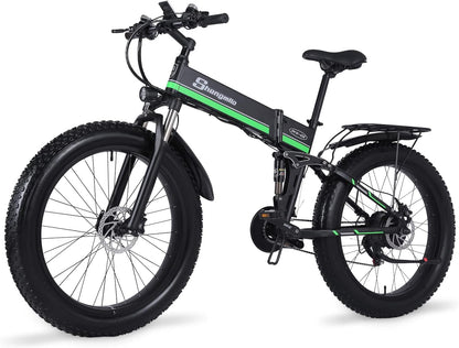 Electric Bike for Adults, 26'' Ebike with 1000W Motor, 25MPH Fat Tire Mountain E Bike with Removable 48V/12.8Ah Lithium Battery, Hydraulic Brake, Dual