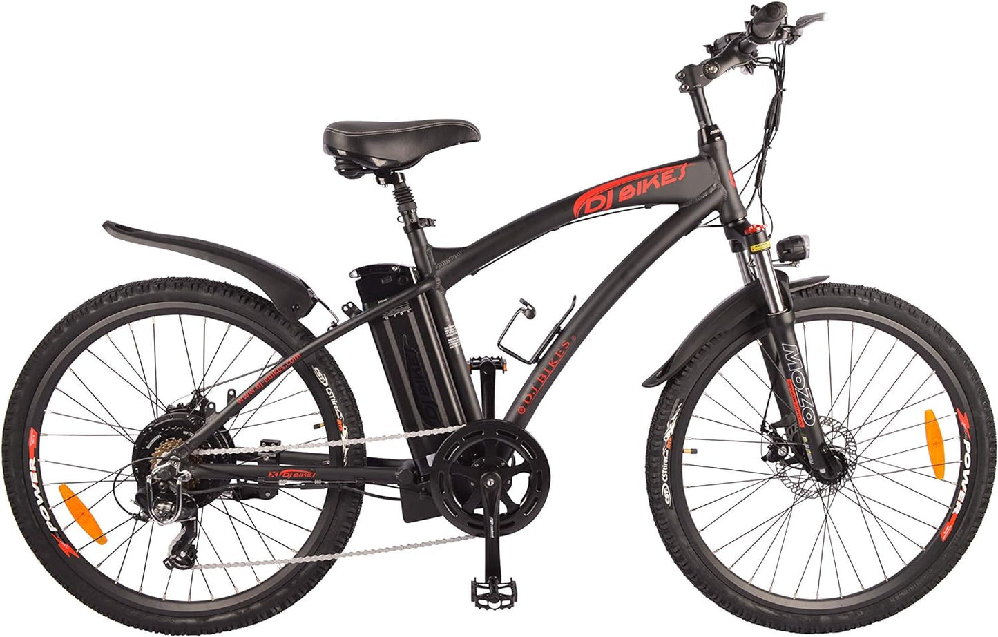 DJ Mountain Bike 750W 48V 13Ah Power Electric Bicycle, Matte Black, LED Bike Light, Fork Suspension and Shimano Gear