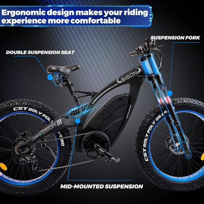 Powerful Electric Bike 1000W Motor 17.6AH/48V Battery 26" X 4.8" Fat Tire Ebike with Suspension Fork Aluminum Frame Mountain Bike Beach E-Bike Snow