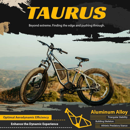 Taurus Electric Bike for Adults with Samsung Battery 48V 25AH(1200WH),4.5A Fast Charger,26''×4.0'' Electric Mountain Bike,750W 48V Motor,32Mph