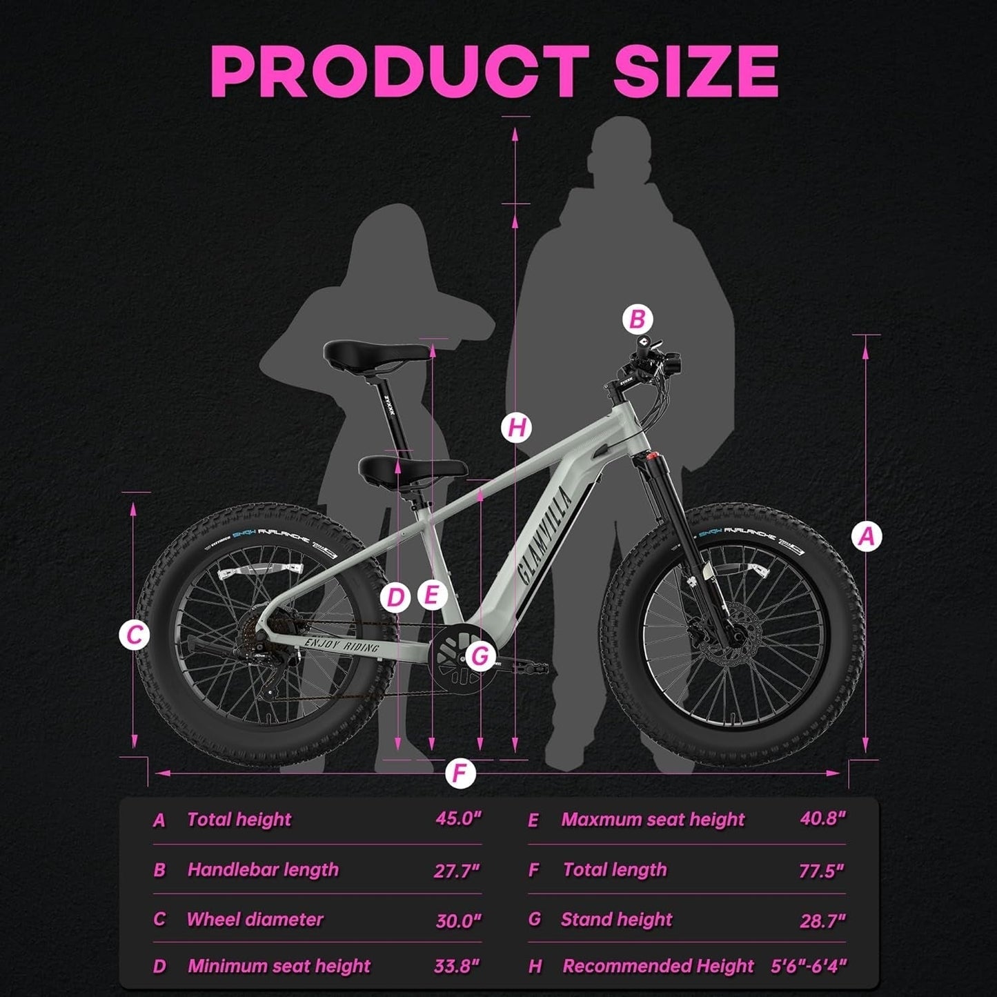 Electric Bike for Adults 750W Electric Bike Fat Tire 27.5" with 720Wh Removable Battery, up to 35 MPH, Shimano 9 Speed and Front Fork Suspension