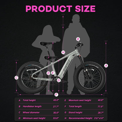 Electric Bike for Adults 750W Electric Bike Fat Tire 27.5" with 720Wh Removable Battery, up to 35 MPH, Shimano 9 Speed and Front Fork Suspension