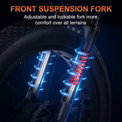 Motan Ebike Moped-Style 20'' Fat Tire Electric Bike, 105 MI, 750W Motor, 48V/20Ah Battery, M-66 R7 Step Thru Snow Mountain Electric Bicycle with Long