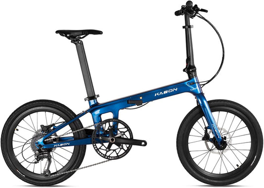 New Upgrade Folding Bike, 20 Inch Carbon Fiber Frame with Carbon Wheelset 9 Speed Mini City Bike Foldable Bicycle for Women Adults Men Ultra-Light